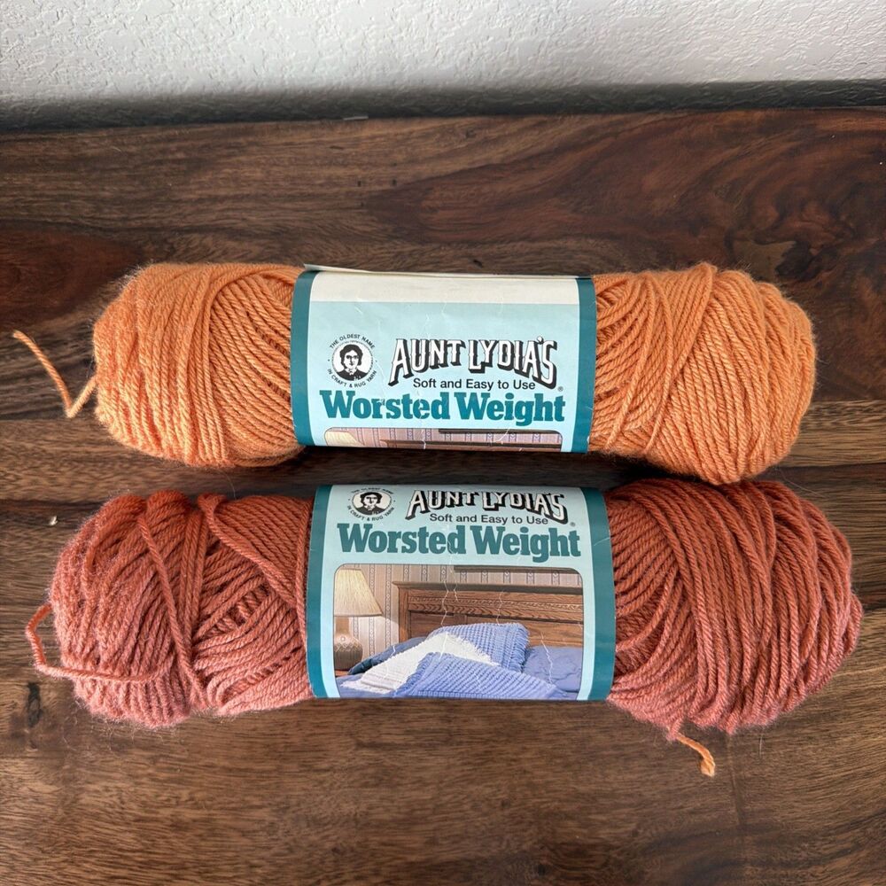 Vintage Aunt Lydia's Worsted Weight Yarn-lot Of 2-3.5 oz 100% Acrylic
